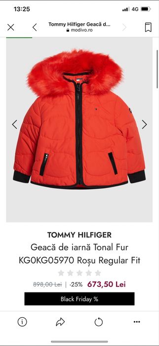 Geaca fetite Tommy Hilfiger marimea 98/ 3 ani