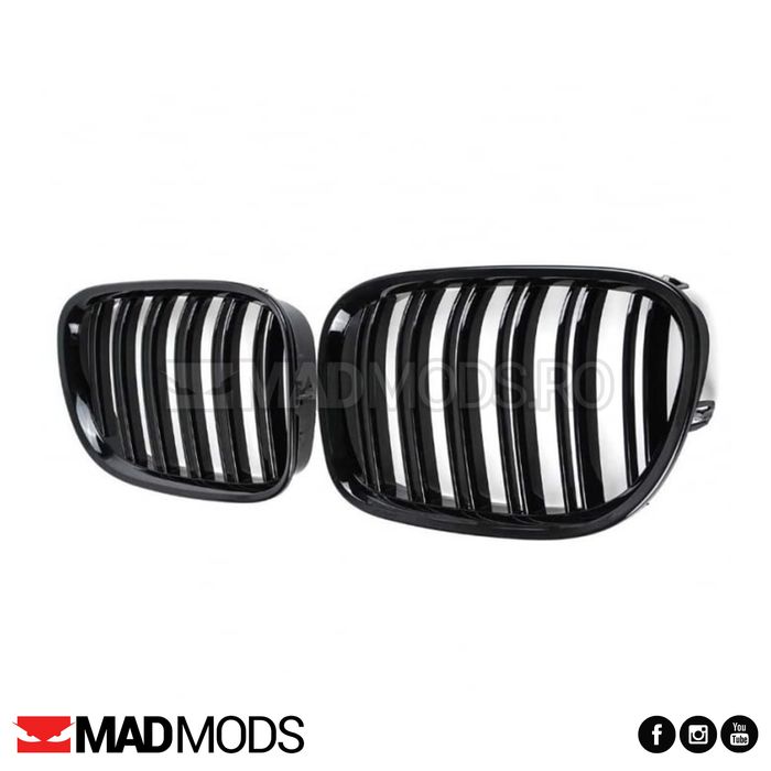 Set grile duble M BMW Seria 7 F01 F02 F03 F04 2008-2015, Negru Lucios