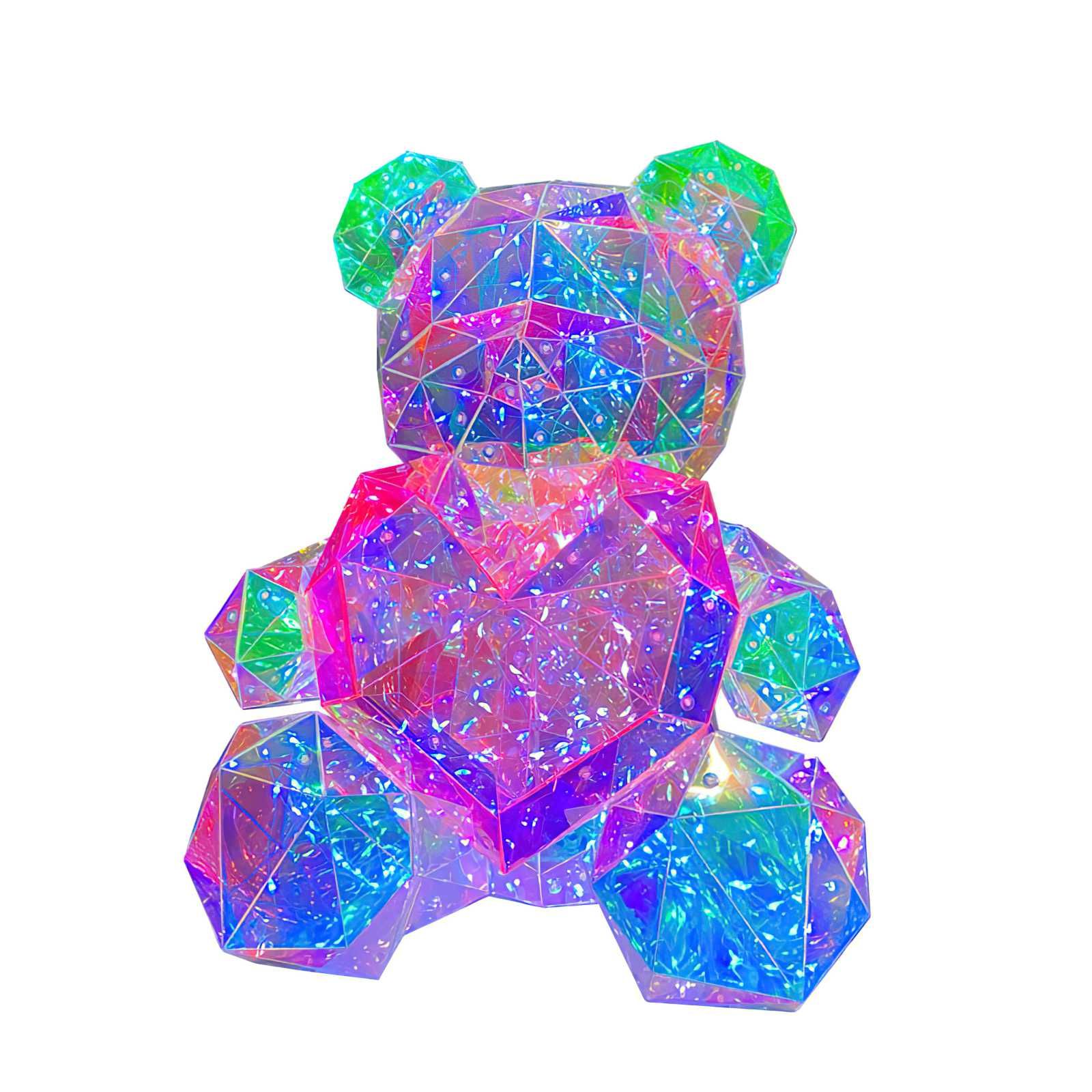 Игрушка каркасная в виде светящегося медведя с сердцем 35см.