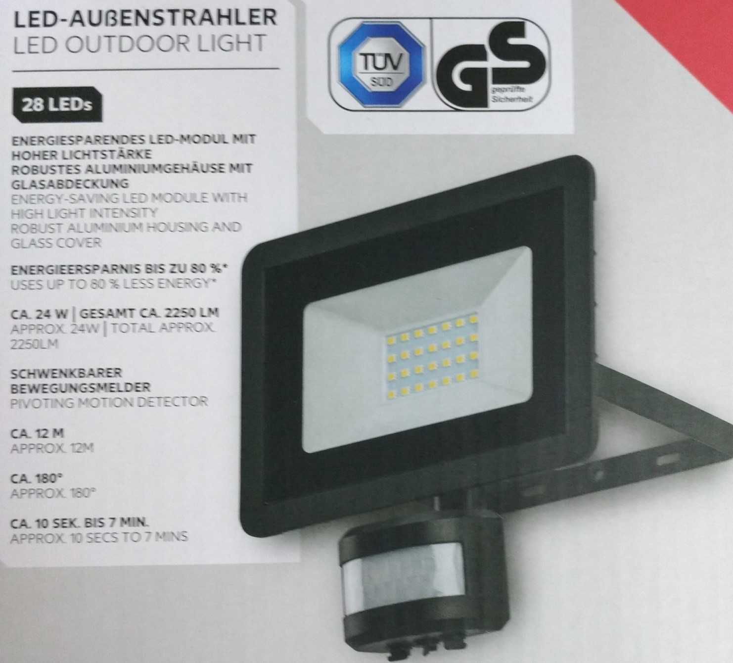 Reflector LED cu senzor de miscare, 24W