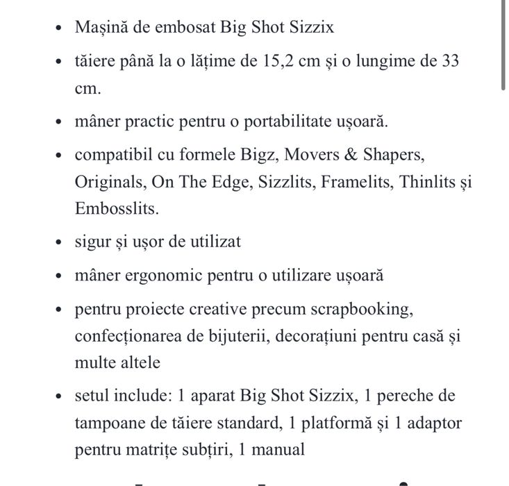 Masinarie big shot sizzx nou nout