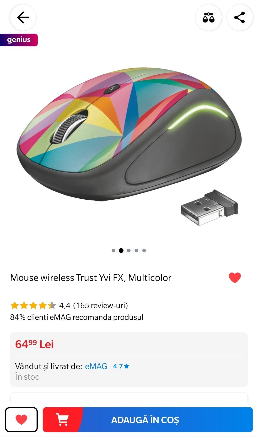 Mouse wireless (fără fir) Trust RGB