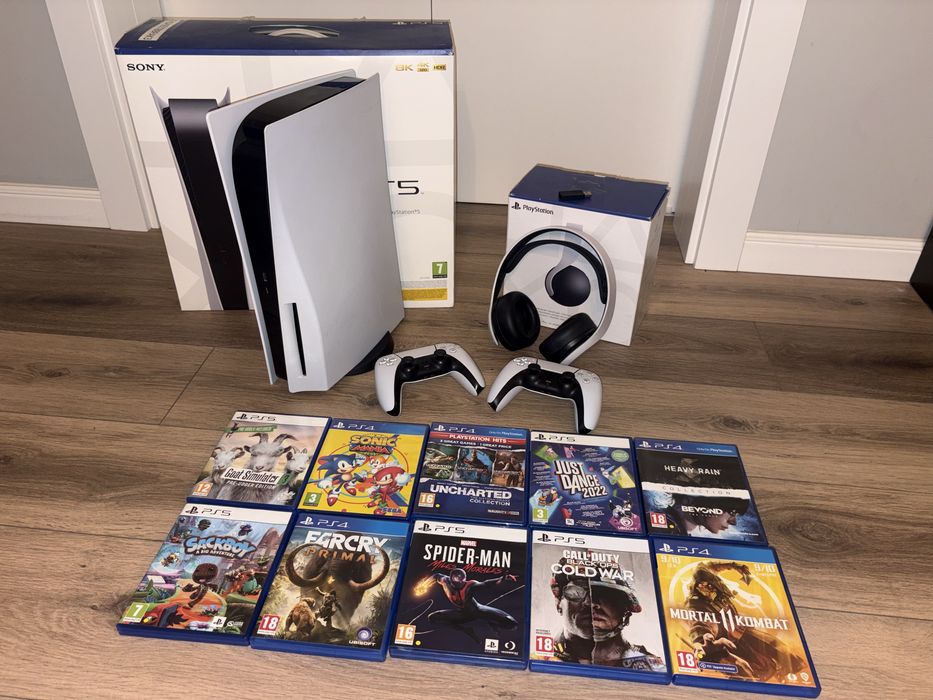 Playstation 5, 2xController, Casti, Jocuri