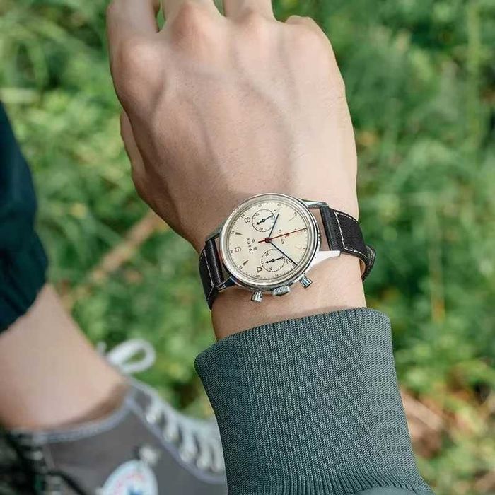 Ceas 1963 pilot 42 mm impermeabil retro cuarț cronograf vintage