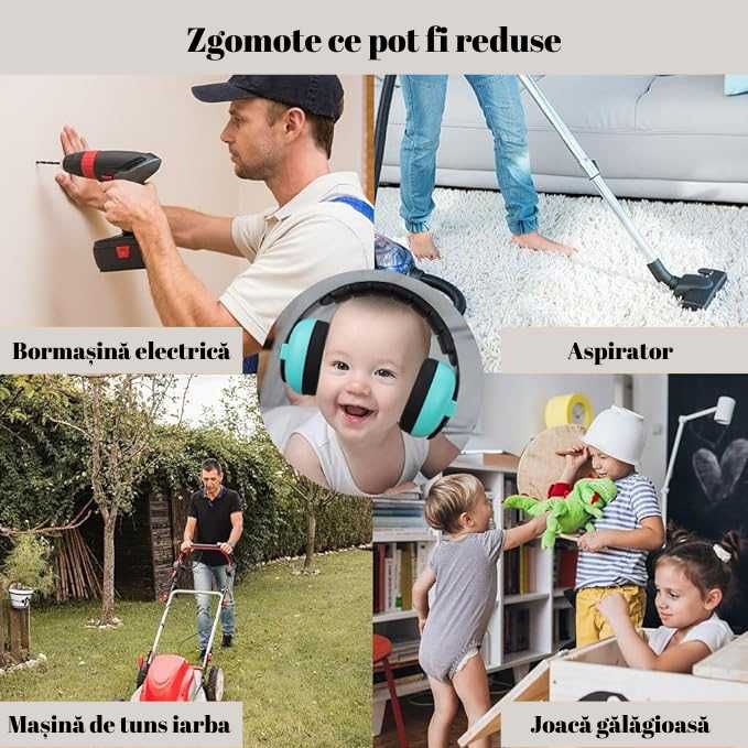 Casti Antifonice Antipresiune pentru bebe si copii, reglabile, Turcoaz