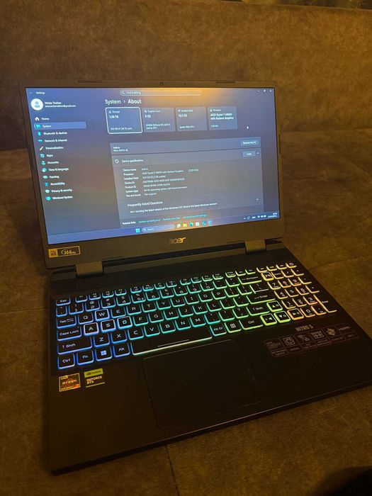 Лаптоп Gaming Acer Nitro 5, Ryzen 6800H, 16 GB, RTX 3070 Ti - ГАРАНЦИЯ