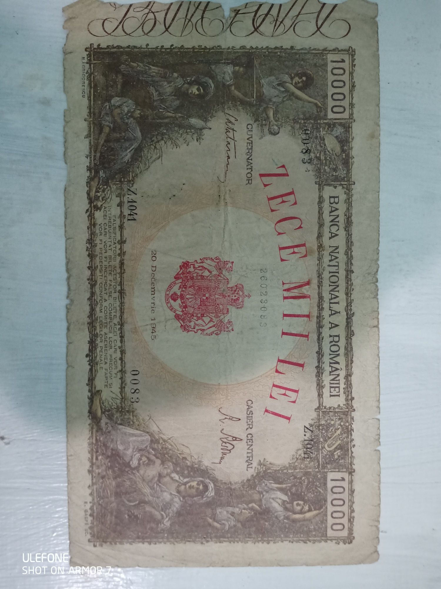 Bancnota autentică 10000 lei din 20 Decemvrie 1945 serie rara