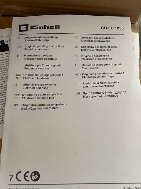 Drujba electrica noua EINHELL GH-EC-1835, alimentare cablu