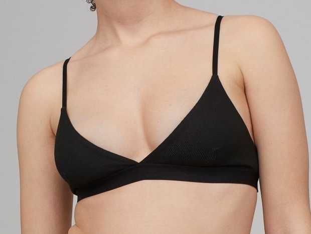 Мек сутиен без подплънка H&M, 2бр. черен и сив меланж, размер S (36)