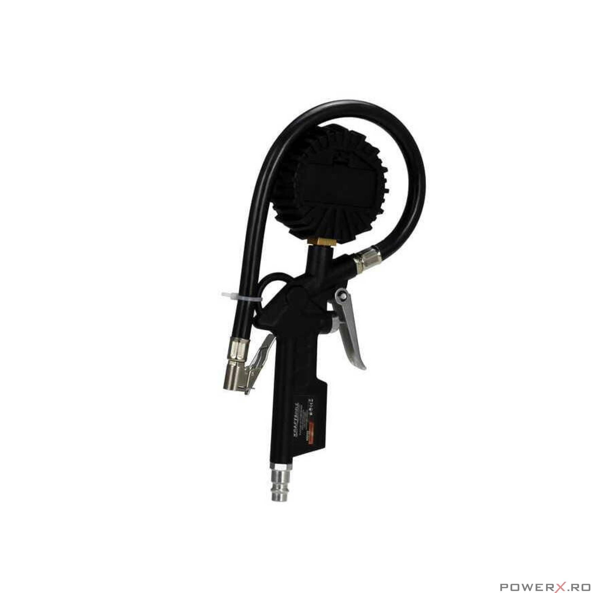 Pistol digital pentru umflat roti, manometru, reglare precisa a