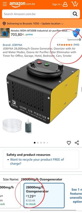 Индустриален генератор за озон JOBYNA 28000 mg/h, озонатор 2 в 1