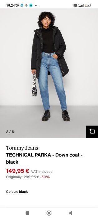 Geaca parka Tommy Jeans mărime L dama fete femei puf pene izolație