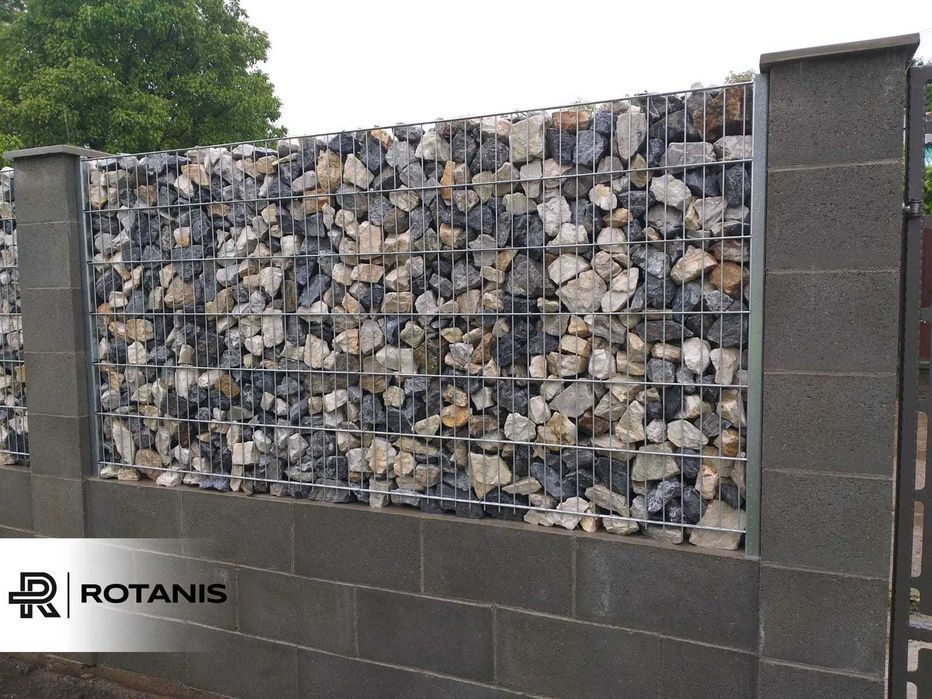 Gard piatra tip gabion Panou zincat + Piatra Naturala / Producator