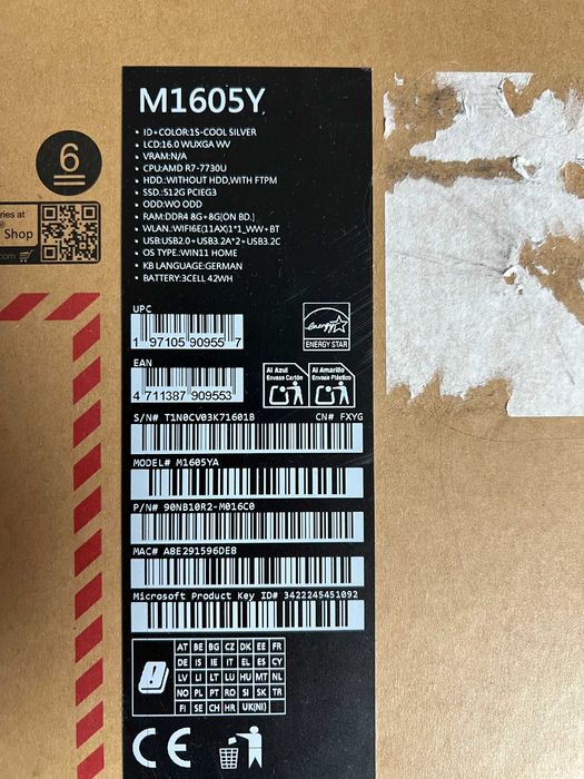 Laptop Asus Gaming 16 Ryzen R7  16 Ram SSD 512   Nou sigilat