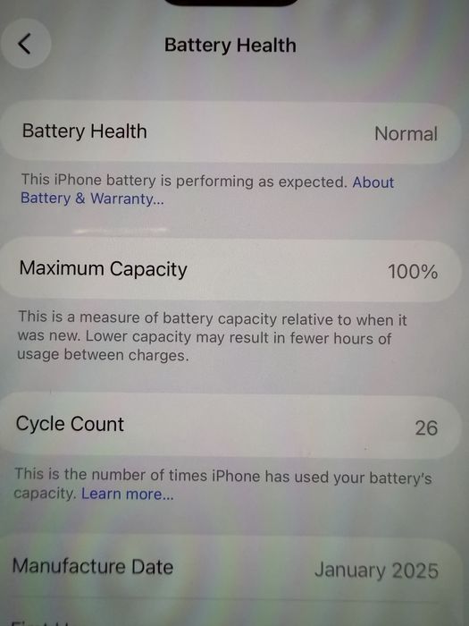 IPhone 16 PRO MAX 26 зареждания Гаранционен като НОВ ! Black Titanium