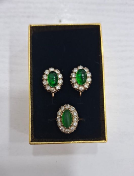 Set Cercei si inel aur 14k Rusia