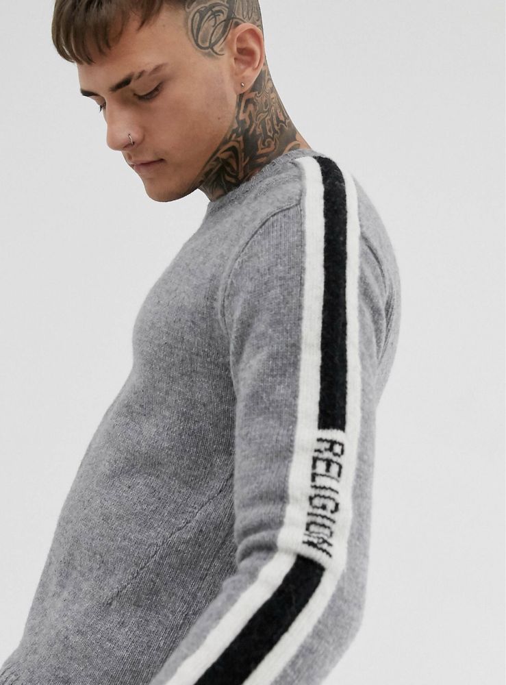 80% вълна Religion Wool Jumper ОРИГИНАЛЕН мъжки пуловер - М