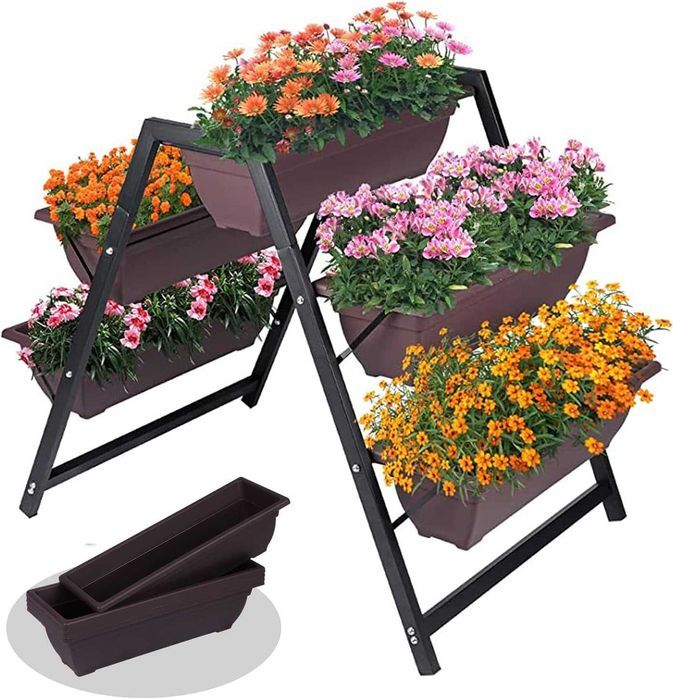 Strat vertical EUROSAKURA, 5 jardiniere, negru si maro