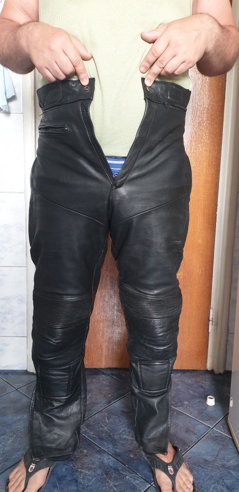 Pantalon moto piele cu protectii