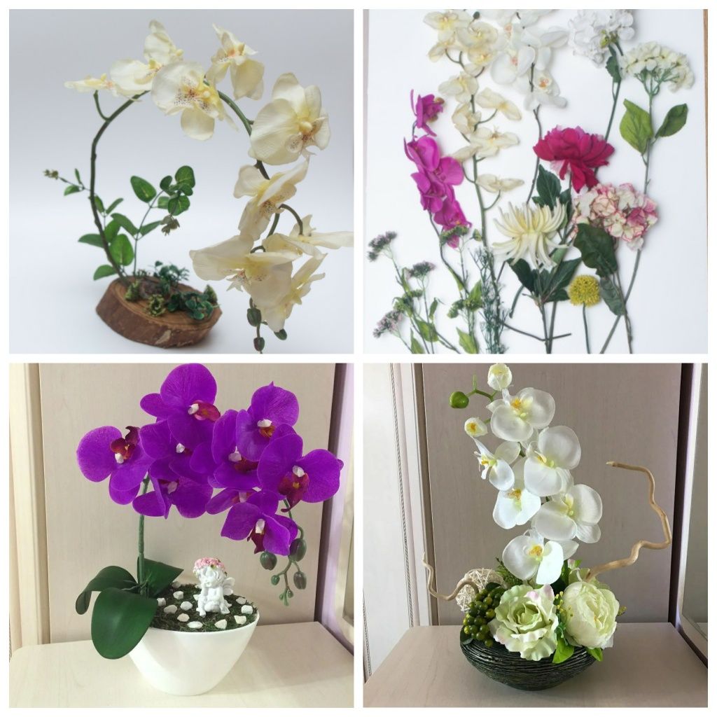 Орхидеи цветы искусственные букет подарок декор