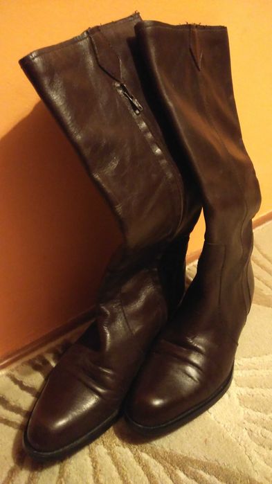 Cizme lungi, piele naturala maron, 37,5(1)  /37 (2)