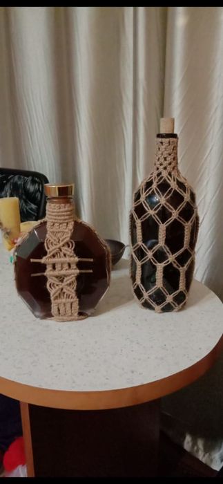 Обвязка джутом бутылок