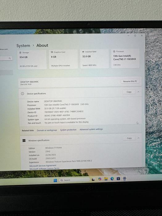 Laptop gaming Dell g16 7630 , I7 gen13 ,32Gb ram, 1TB ssd, RTX 4060