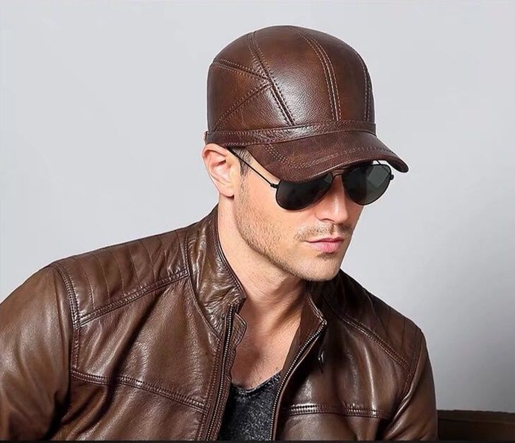 Мужская кепка шапка из натуральной кожи мужской табий кожа хакийкий ко