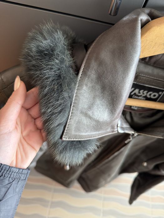 Палто от естествена кожа и пух