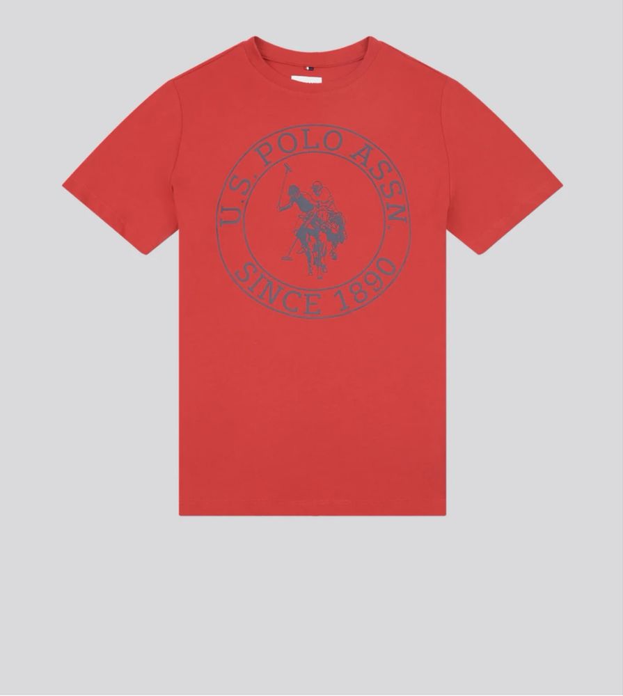 Тениска U.S. Polo ASSN. - Circle Print - in Bright White/ Haute Red