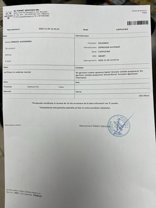 Espressor automat cafea Delonghi CAPPUCCINO Smart