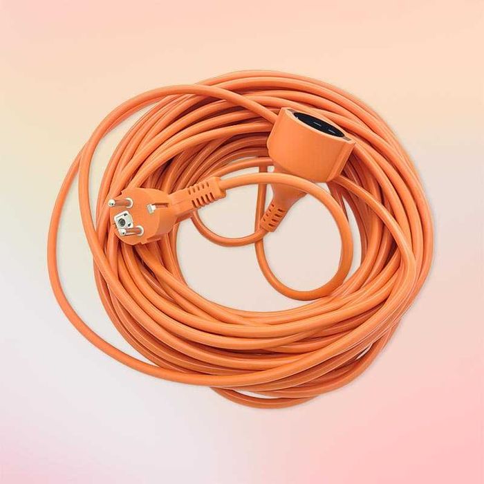 Външен удължителен кабел 15m, куплунг европейски стандарт водоустойчив