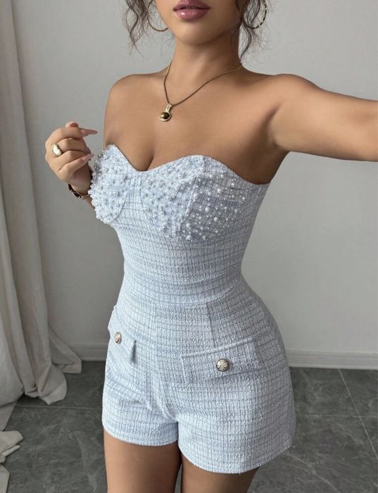 Дамски гащеризон с перлен елемент