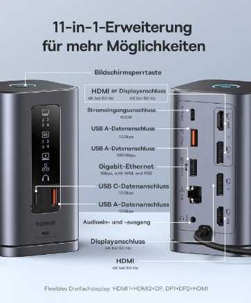 Докинг станция BASEUS Spacemate Series 11-в-1, за 3 монитора