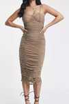 Rochie sexy, cu incretituri, lunga peste genunchi