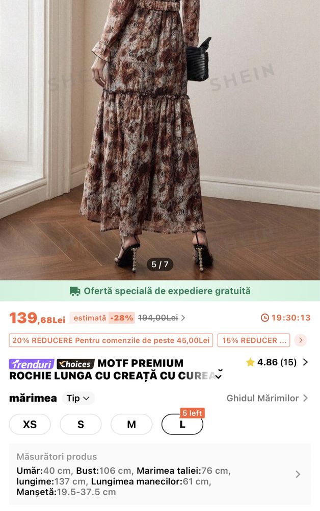 Vand rochie noua luata de pe shein care nu mi se potriveste