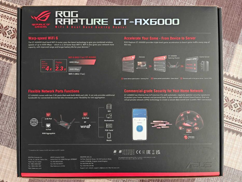 Гейминг рутер Asus ROG Rapture GT-AX6000 WiFi6
