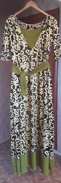 Дизайнерское платье оливкового цвета