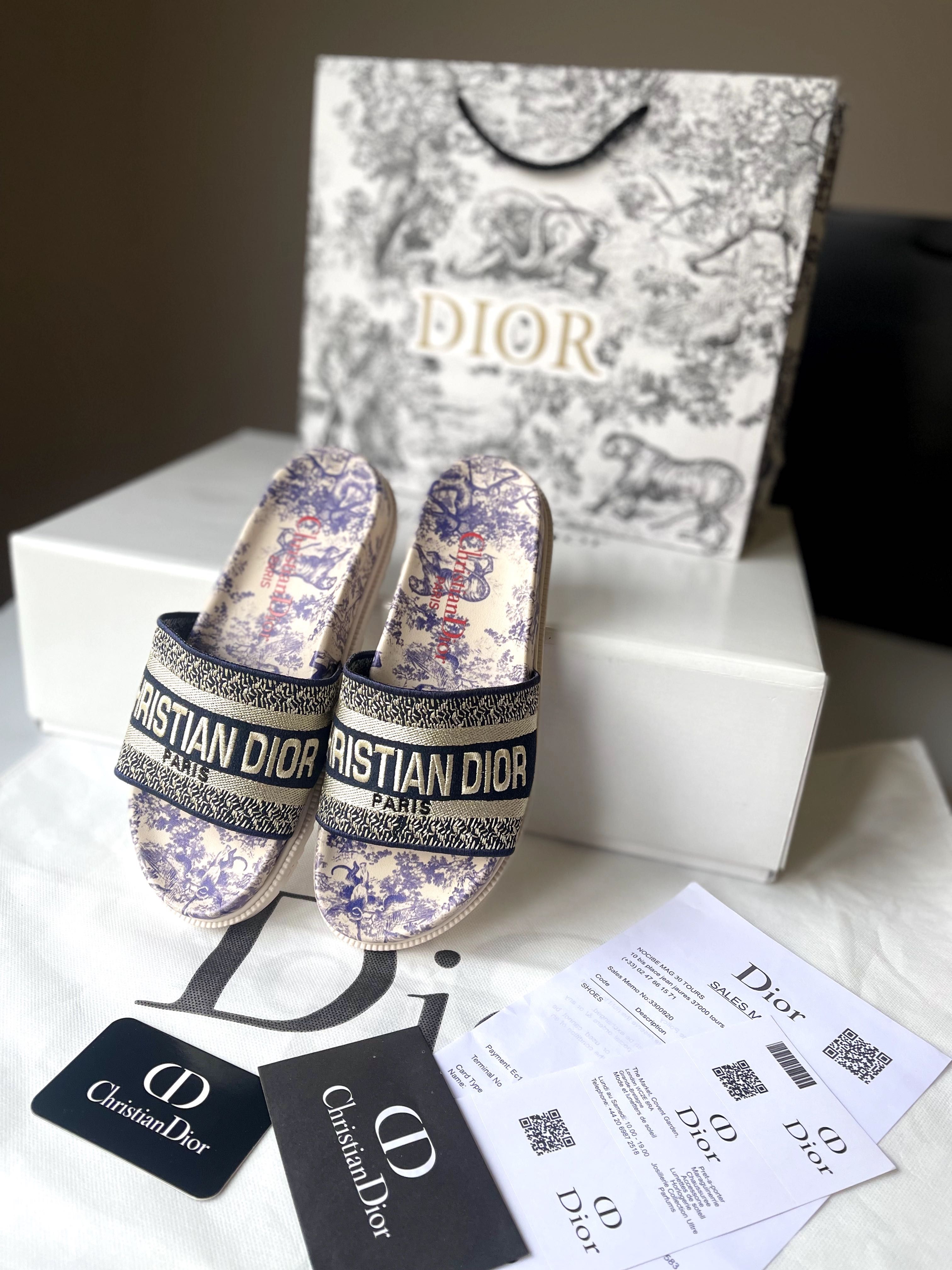 Slapi / Papuci Christian Dior Paris albastru