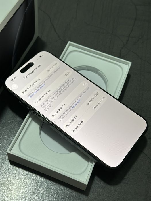 iPhone 16 Pro Max 100%Baterie Black Titanium Superb !
