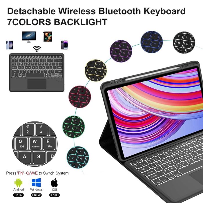 Кейс с BT тракпад клавиатура за Xiaomi Redmi Pad Pro 12.1” (2024)