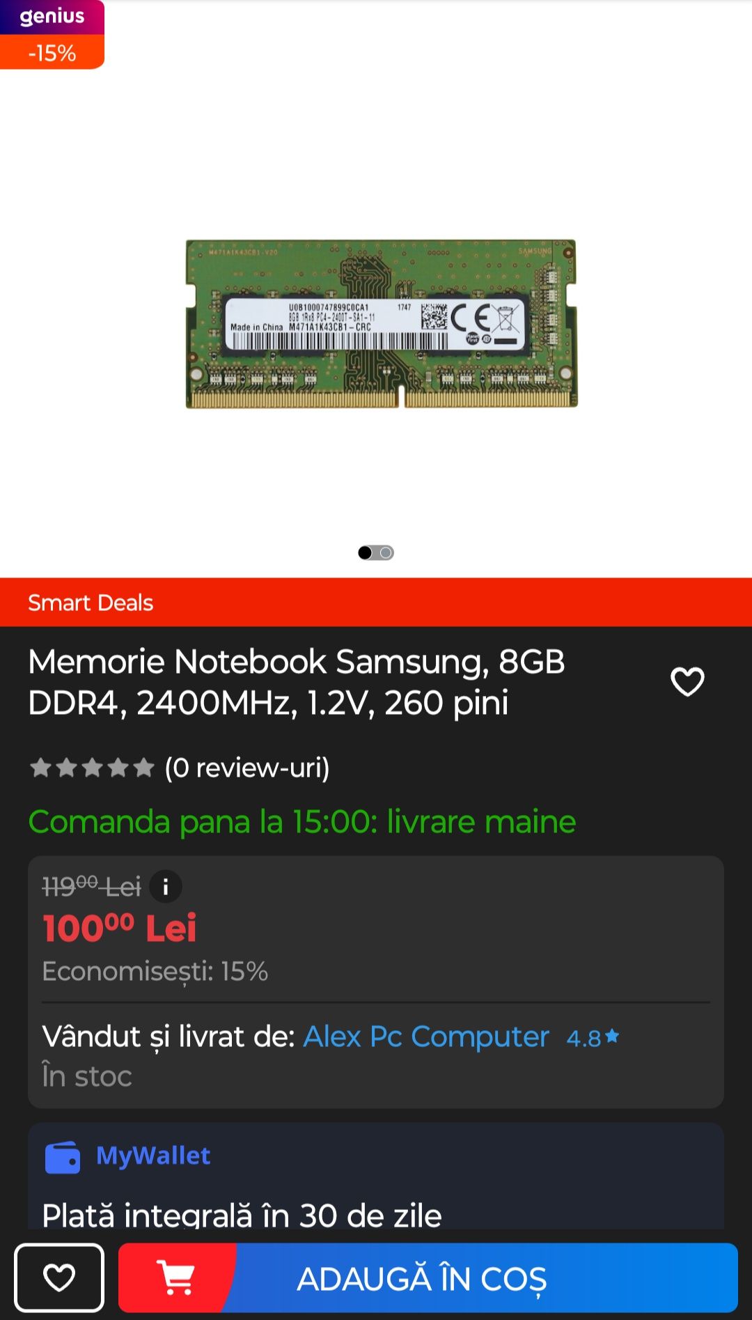 Memorii 8Gb DDR4 laptop