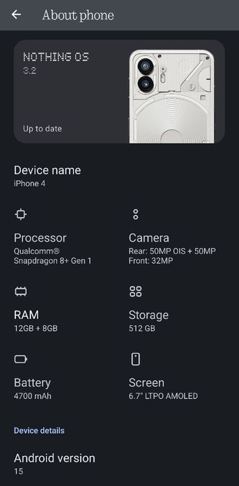 Nothing Phone 2 - 12GB RAM + 8GB RAM - 512GB alb