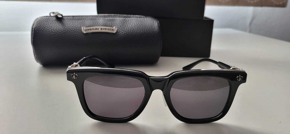 Ochelari de soare Bărbați Chrome Hearts CH8127 negrii +cutie+toc piele
