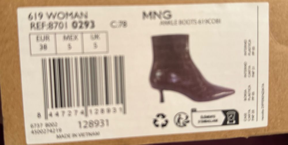 Botine Mango bordo 38 cu toc kitten - noi