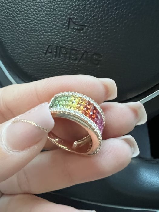 Inel de aur 18 k cu diamante si safire