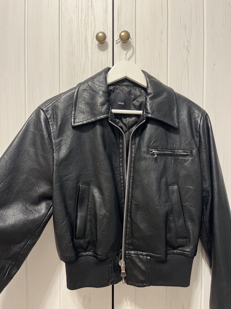 Jacheta bomber de piele femei MANGO