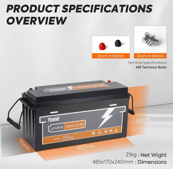Батерия Pow Mr LifePo4 25,6 v 100A