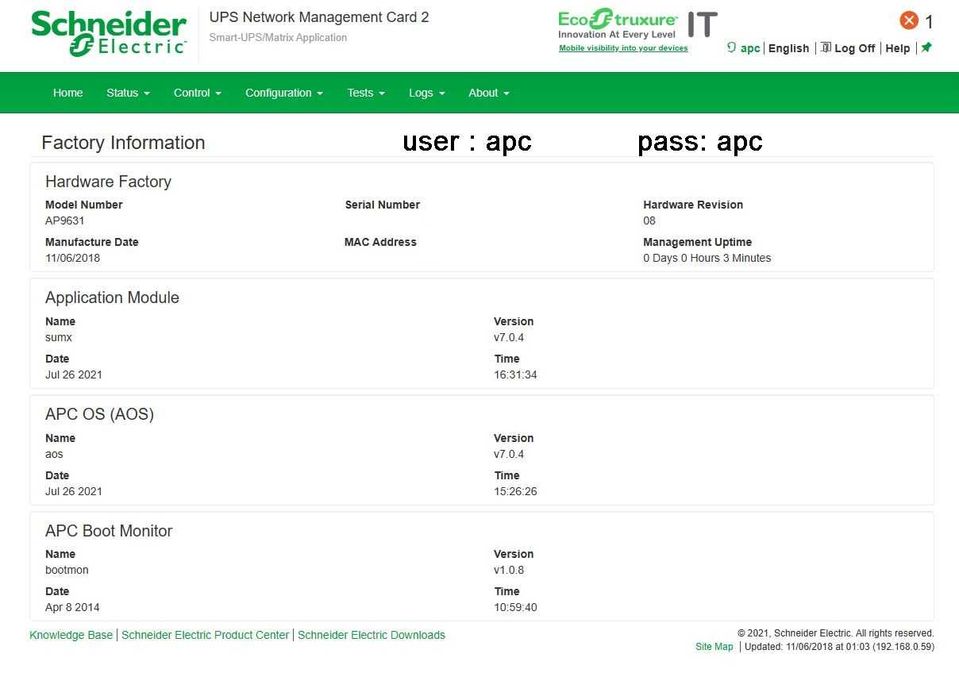 APC ups server Network Management Card 2 Schneider AP9631 NMC2 AP9335T
