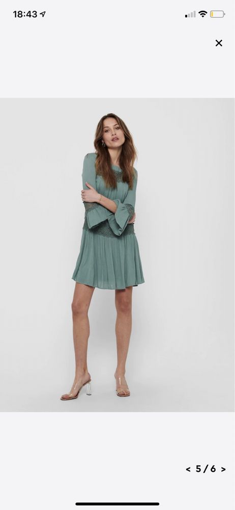 Rochie scurta verde Only din viscoza